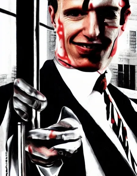 Image similar to A fly as The American Psycho, photorealistic