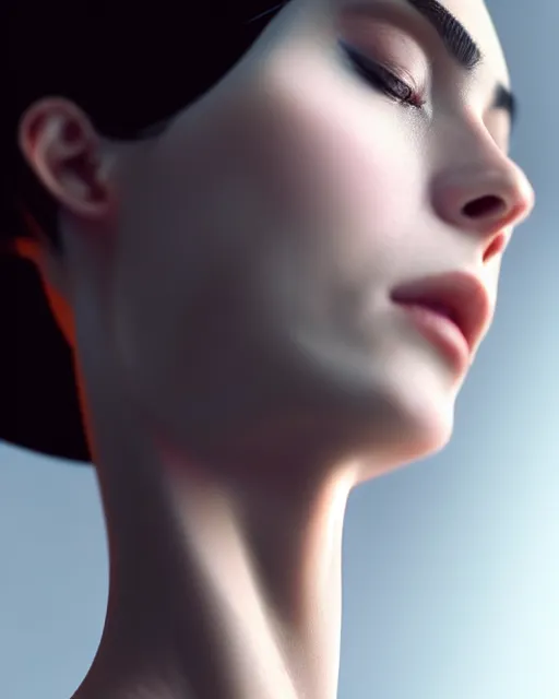 Prompt: full close up zoomed in neck shot of a beautiful skinny surgeon woman in work dress, soft delicate smooth neck, by saruei and guweiz and ilya kuvshinov, digital art, highly detailed, intricate, sharp focus, trending on artstation hq, deviantart, pinterest, unreal engine 5, 4 k uhd image