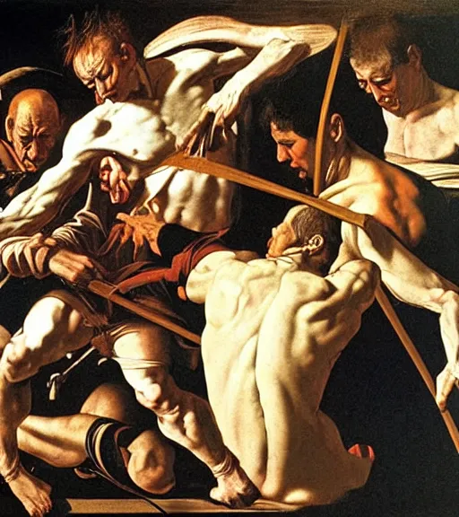 Prompt: the fate of all fools, earthly interference, by caravaggio