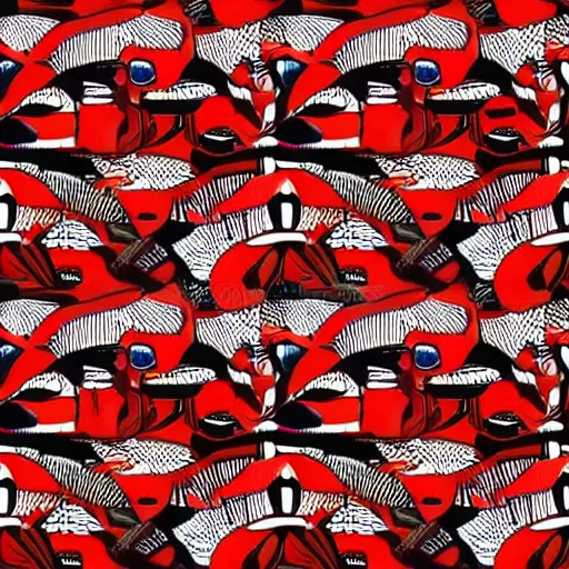 Prompt: african pattern, red and white colours, bold, playful, illustration