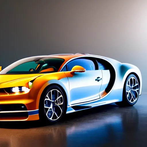 Image similar to still photo of bugatti chiron, highly detailed, photorealistic portrait, bright studio setting, studio lighting, crisp quality and light reflections, unreal engine 5 quality render