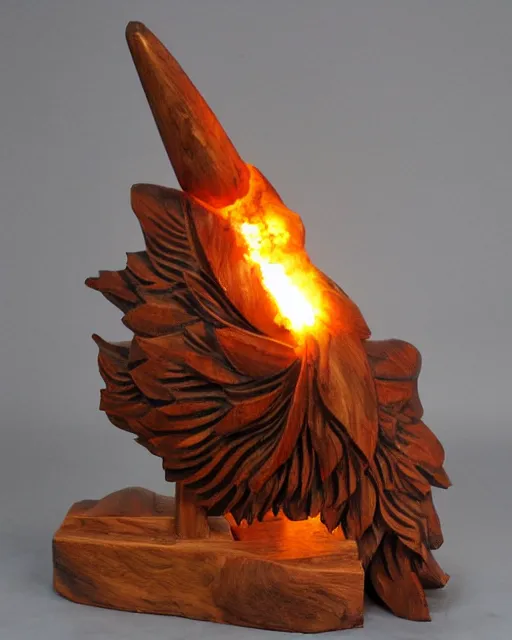 Prompt: wooden carving statue of an explosion, product picture, ebay listing thumbnail