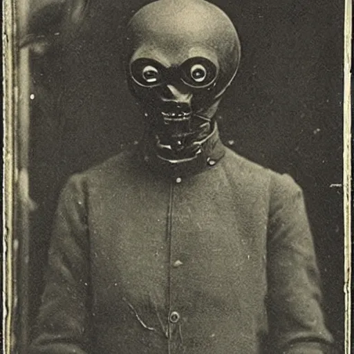 Prompt: daguerrotype of the first alien sighting in 1 8 9 5 n - 5