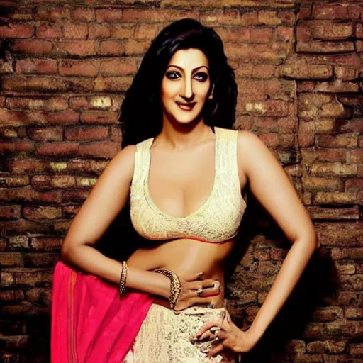 Image similar to indian actress sonali bendre posing for playboy photoshoot, studio lighting