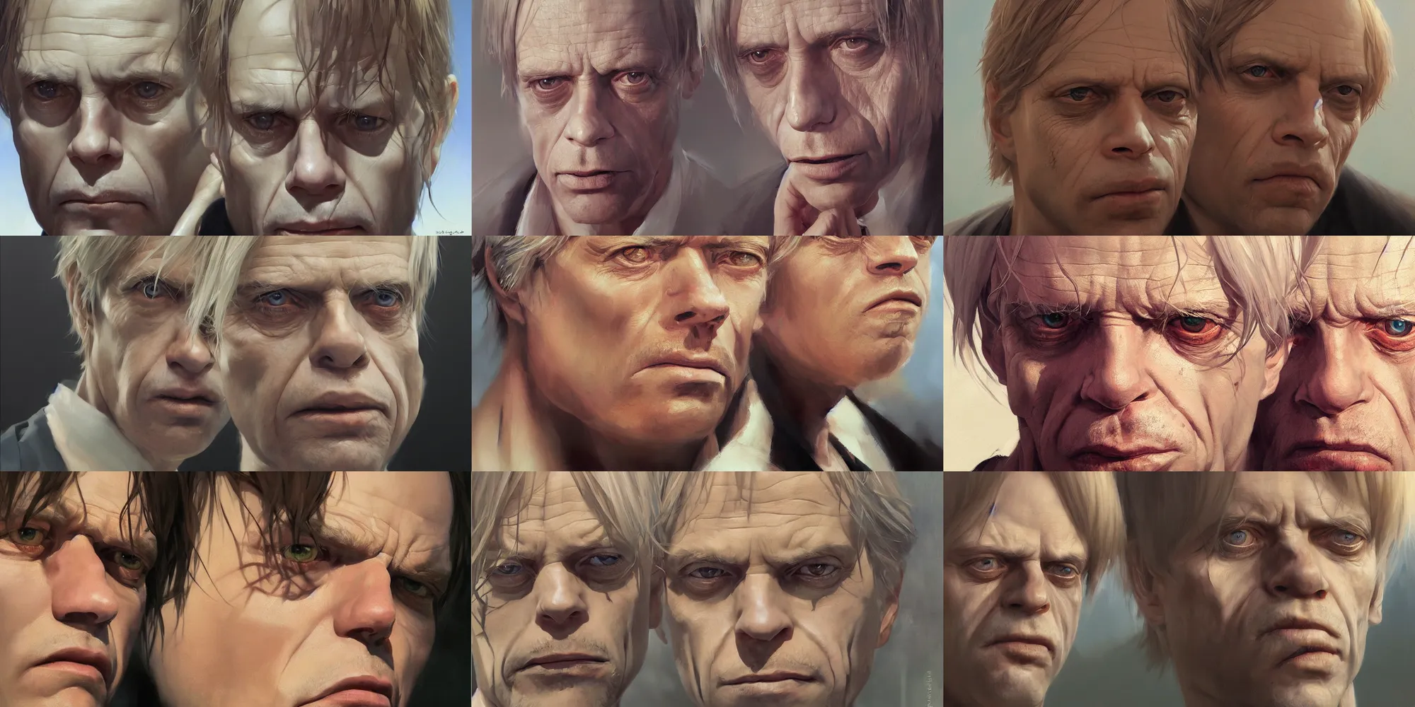 Prompt: of an ultra detailed beautiful portrait painting of klaus kinski, front view, oil painting, by ilya kuvshinov, greg rutkowski and makoto shinkai