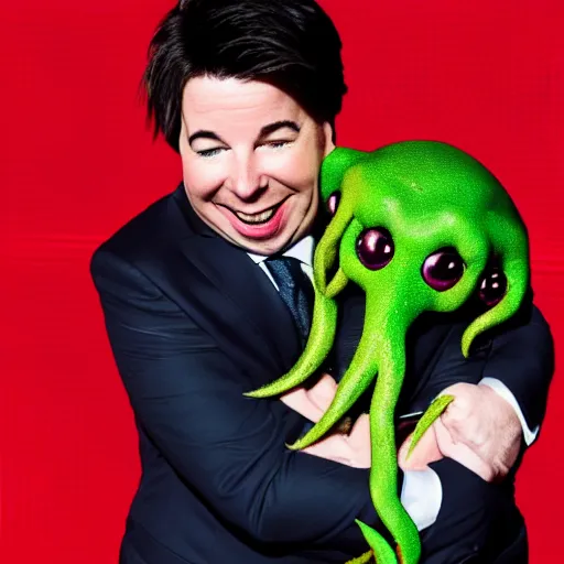 Prompt: Michael mcintyre hugging cthulhu