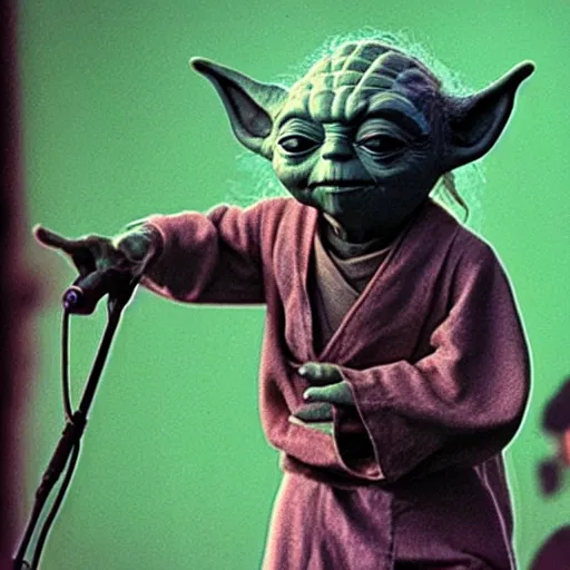 Image similar to yoda performing at woodstock