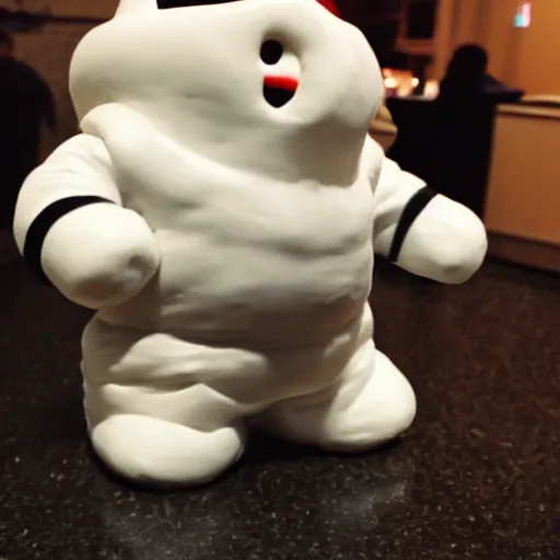 Prompt: blurry photo of the stay puft marshmallow man