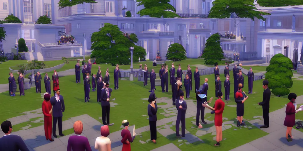 Prompt: a presidential inauguration in The Sims 4