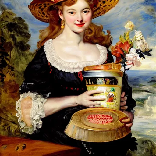 Image similar to heavenly summer sharp land sphere scallop well dressed lady drinking a starbucks coffee cup, auslese, by peter paul rubens and eugene delacroix and karol bak, hyperrealism, digital illustration, fauvist, starbucks coffee cup