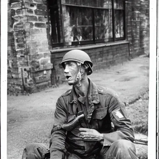Prompt: wounded american soldier, 1944, belgium,