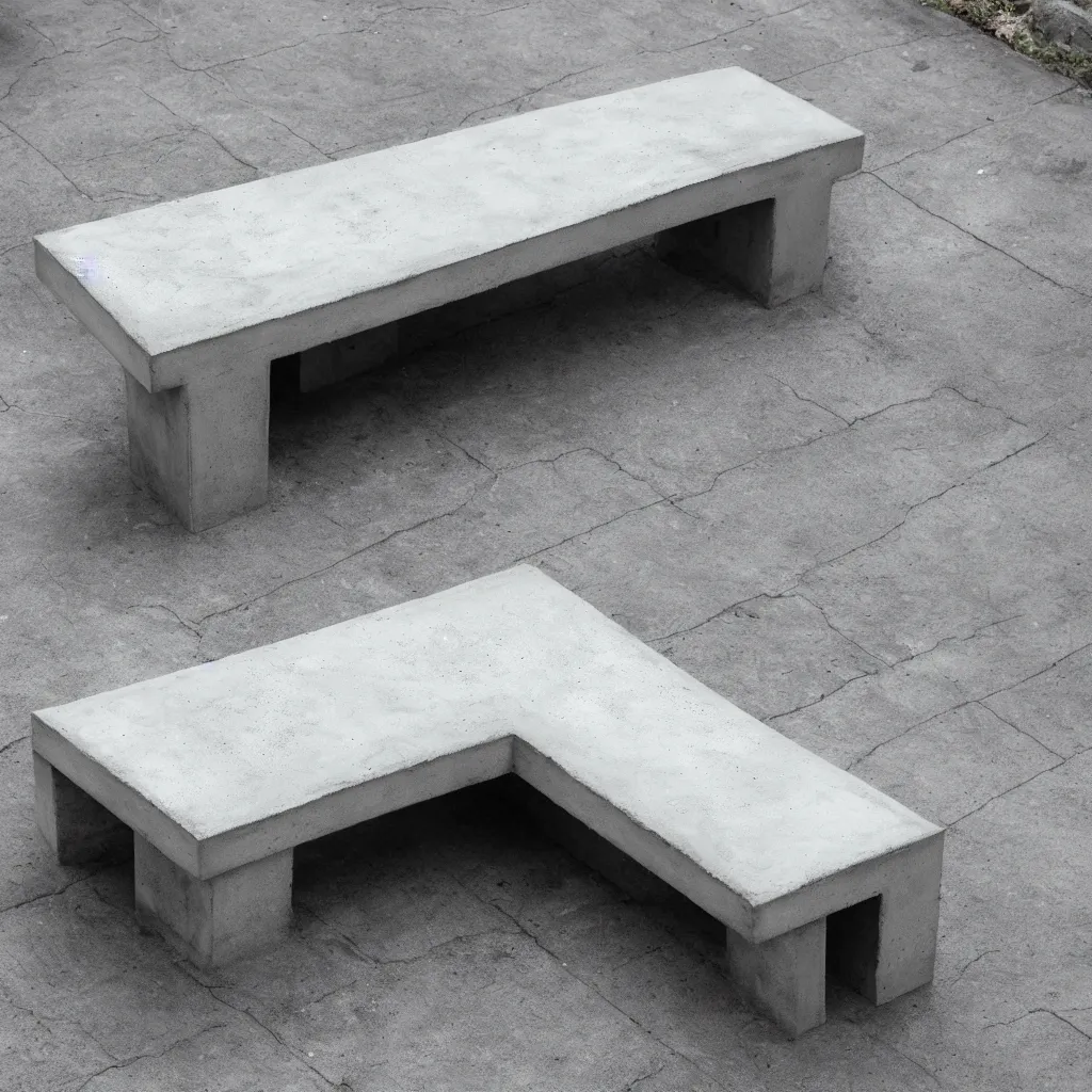 Prompt: concrete bench, minimal