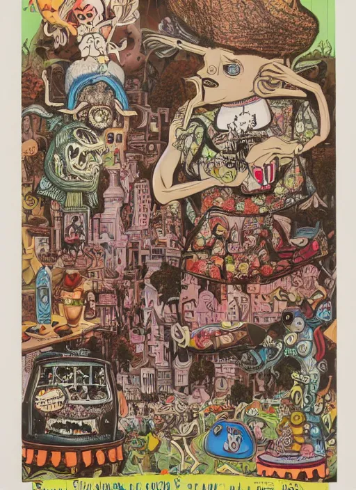 Prompt: artwork by gary baseman, robert williams and robert crumb