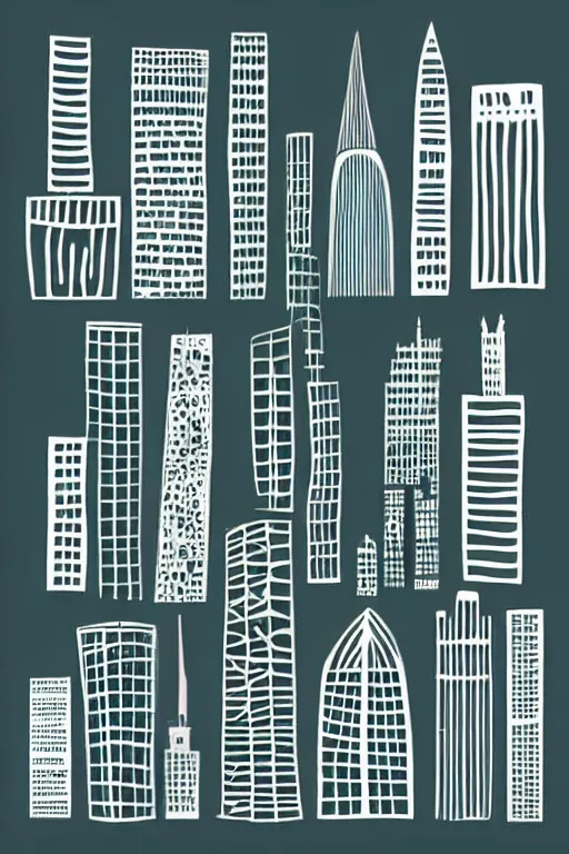 Image similar to minimalist boho style art of a big city, illustration, vector art