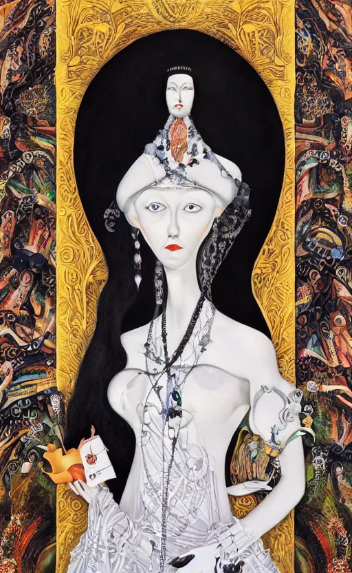 Image similar to a Hungarian portrait of a Queen, by Marcel Jankowicz, by Kay Nielsen,, by Georgia o Keeffe, trending on artstation , winner,dark fantasy, tonalism