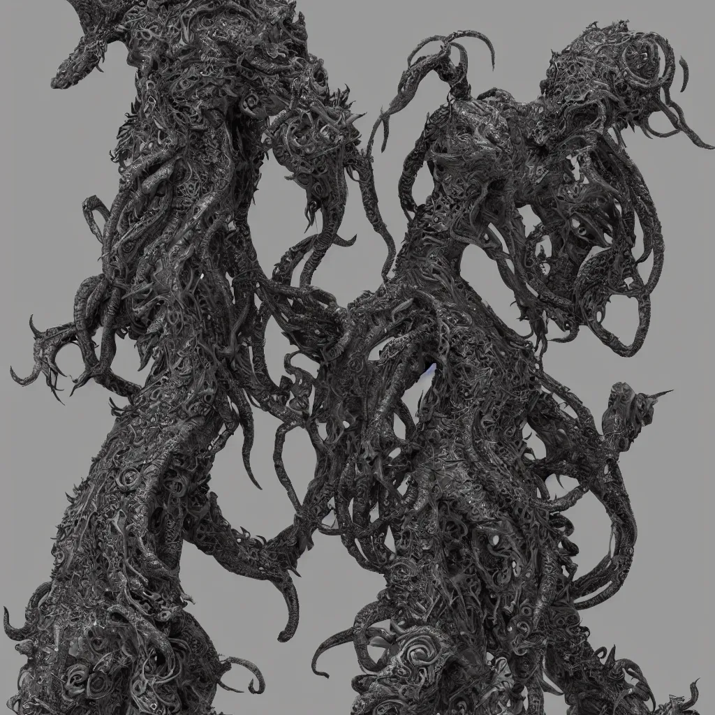 Image similar to a ancient cthulhu goddess, fantasy, intricate, highly detailed, artstation, zbrush, concept art, smooth, octane render sharp focus, full color