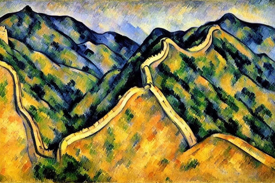 Prompt: the great wall, paul cezanne.