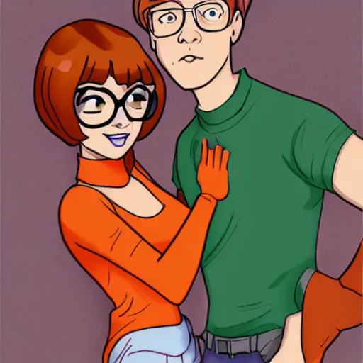Prompt: velma and scooby doo in the style of loish