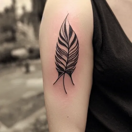 Image similar to half leaf half feather tattoo