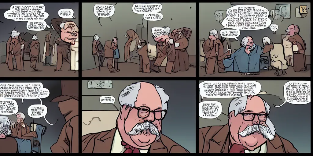 Prompt: wilford brimley saying diabeetus comic panel