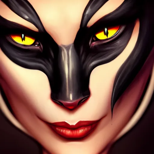 Image similar to Cat Woman, perfect deep eyes, portrait, fantasy, beautiful face, medieval, vivid colors, elegant, concept art, sharp focus, digital art, Hyper-realistic, 4K, Unreal Engine, Highly Detailed, HD, Dramatic Lighting by Brom, trending on Artstation