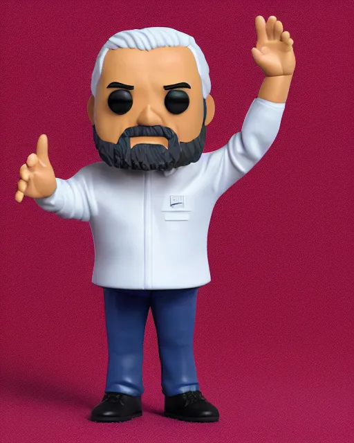 Image similar to full body 3d render of funko pop Lula presidente as a funko pop, studio lighting, white background, blender, trending on artstation, 8k, highly detailed