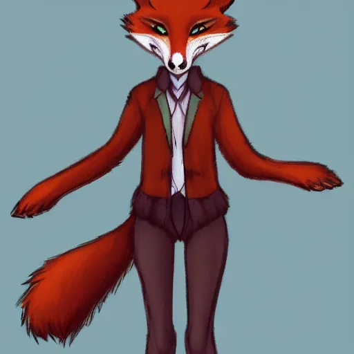 Image similar to an anthropomorphic fox, fursona!!! by kawacy, trending on artstation, full body