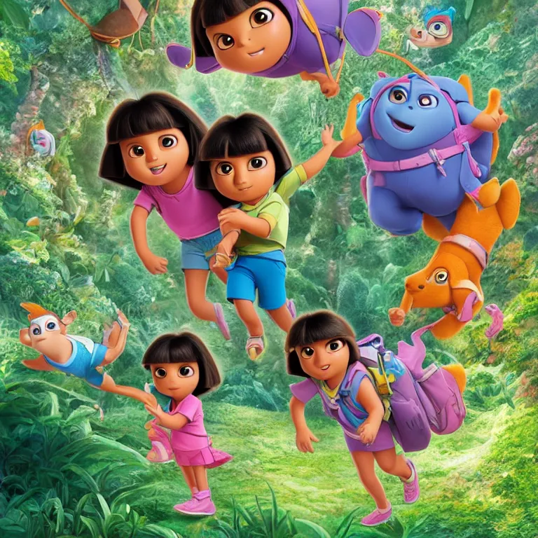 Image similar to Dora the Explorer 3D by Disney Concept Artists, blunt borders, rule of thirds