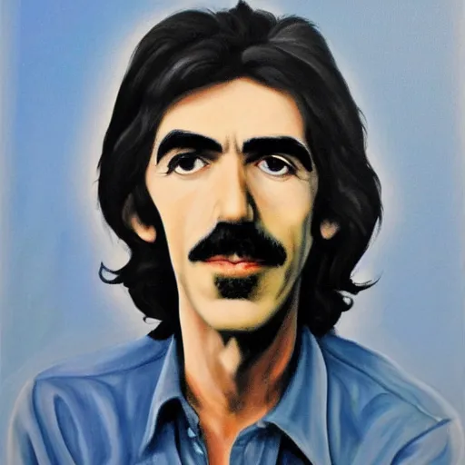 Prompt: portrait of george harrison in the style of michael whelen