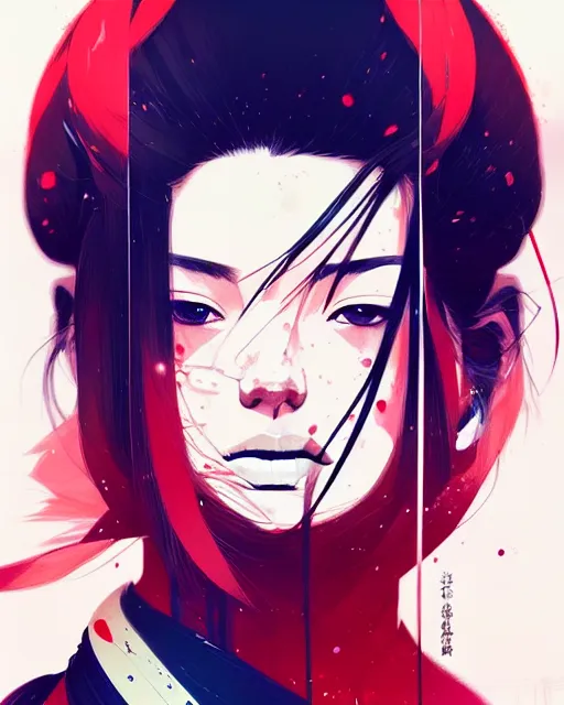 Image similar to a ultradetailed beautiful panting of a stylish woman samurai, by conrad roset, greg rutkowski and makoto shinkai, trending on artstation