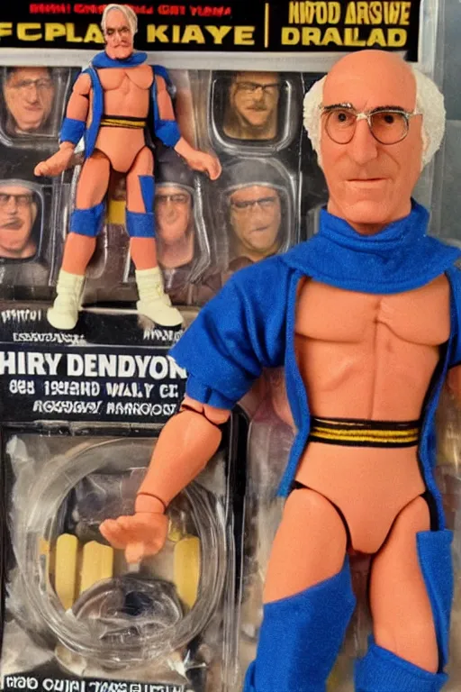 Image similar to larry david as a 1 9 8 0 s wrestling action figure