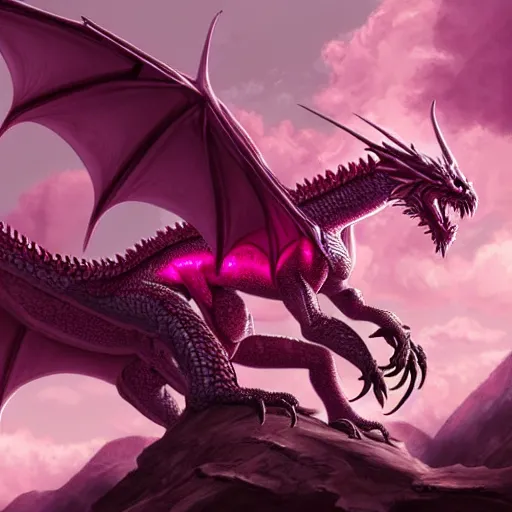 Image similar to pink scaled dragon, extremely detailed, celestial, cinematic composition, fantasy, dnd, dungeons and dragons, extremely detailed, intricate details, artstation