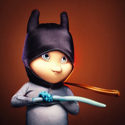 Image similar to cute ninja, portrait, pixar style, cinematic lighting, award winning creature portrait photography