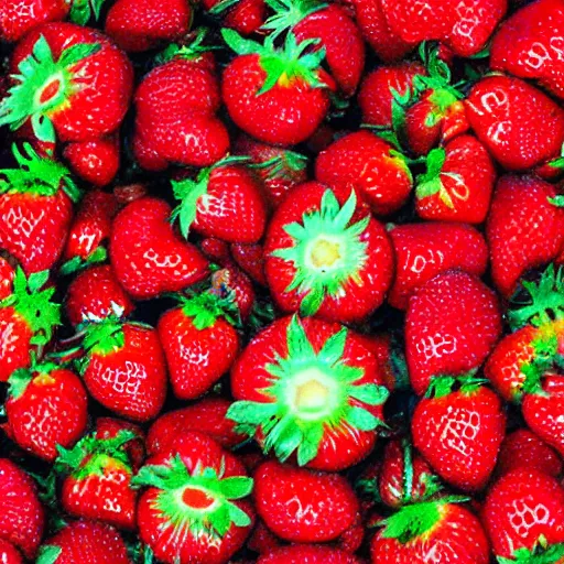 Image similar to a super detailed lomography photo of a closeup of a strawberry, and every seed is a tiny human skull.