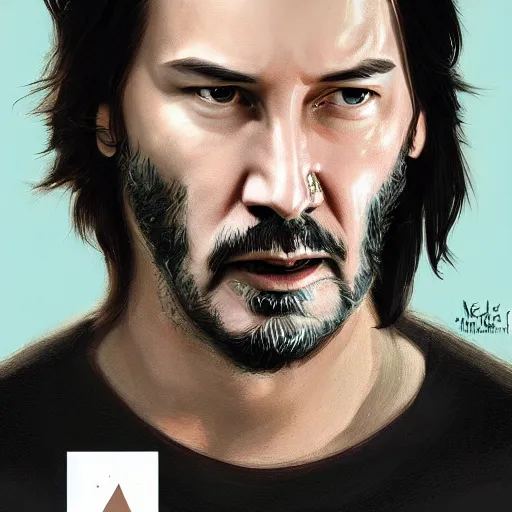 Image similar to keanu reeves as Rick Sanchez, portrait, highly detailed, digital painting, artstation, concept art, sharp focus, illustration, art by artgerm and greg rutkowski and alphonse mucha