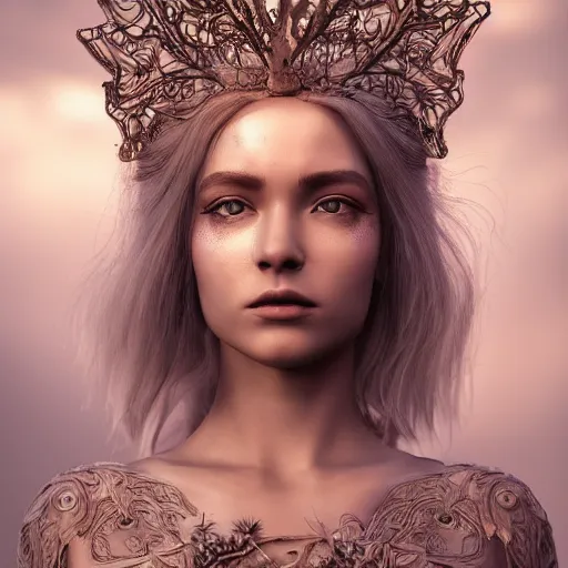 Image similar to queen of fairies, 4 k, intricate, detailed, jaw dropping, surreal, octane render