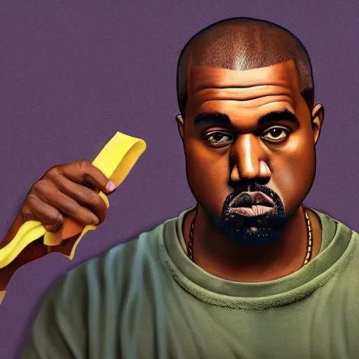 Image similar to kanye west eating a banana, illustration, art, behance, 4k, high detail, 2D