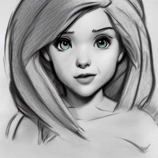 Image similar to milt kahl pencil sketch of chloe grace moretz as snow white