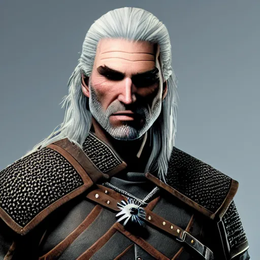 Image similar to geralt of rivia posing at camera in front of mcDonald in pyjamas 4k photo