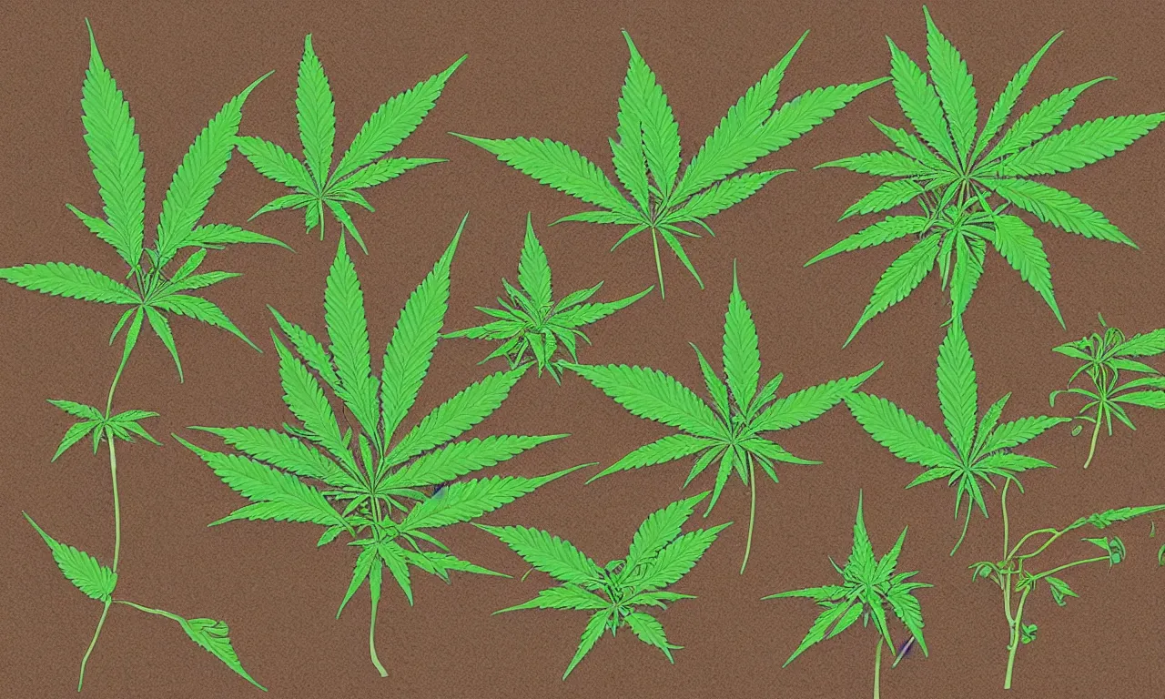 Prompt: material study, flowering cannabis plants