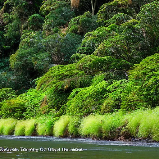 Image similar to From the pa we pulled up the Waiwhetu River, which there had lofty Rimu trees on its banks. The various bends were very beautiful and secluded, and seemed to be the home of the grey duck and teal, and numerous other wild fowl. Here and there, on the bank, was a patch of cultivation, and the luxuriant growth of potatoes, taros, and. Kumara, indicated the richness of the soil. As seen from the ship, or the hills, a lofty pine wood appeared to occupy the whole breadth and length of the Hutt Valley, broken only by the stream and its stony margin. This wood commenced about a mile from the sea, the intervening space being a sandy flat and a flax marsh. About the Lower Hutt and the Taita, it required a good axe-man to clear in a day a space large enough to pitch a tent upon. New Zealand. Drone photo. Sunset, misty, wilderness.