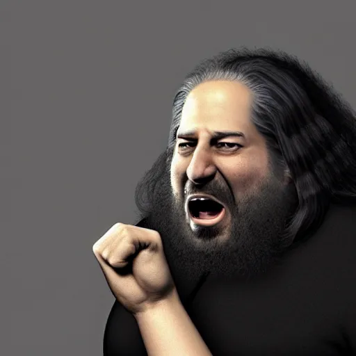 Prompt: richard stallman screaming, angry, waving fists, furious, photograph, photorealistic, detailed, 8k HDR, trending on artstation,