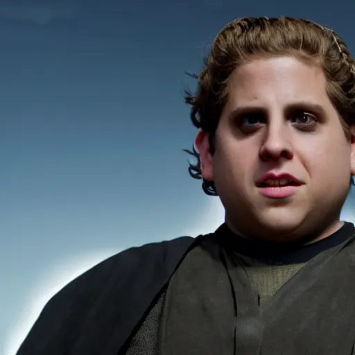 Image similar to jonah hill as evil anakin skywalker in star wars episode 3, 8k resolution, full HD, cinematic lighting, award winning, anatomically correct