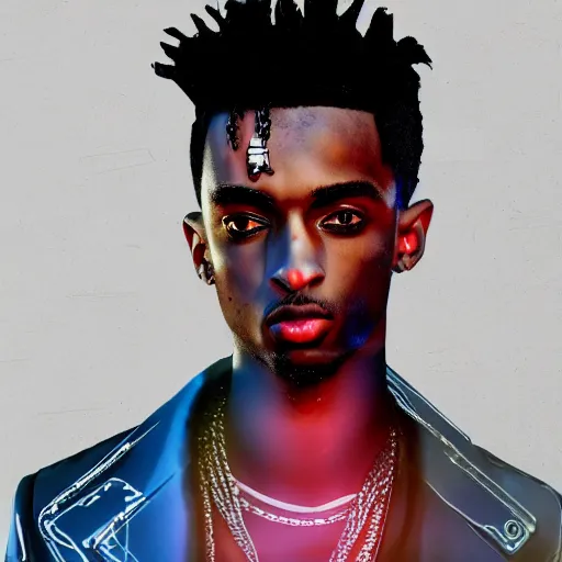 Image similar to playboi carti in cyberpunk style digital art 4 k the detailed super realistic