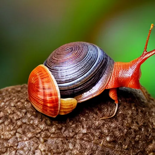 Image similar to a snail giving its inaugural speech after being elected president