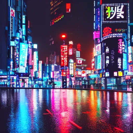 Prompt: cyberpunk tokyo neon sign ultrarealistic 8k rain reflection photography 150mpx skyscrapper