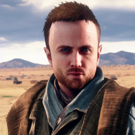 Prompt: Film still of Jesse Pinkman, from Red Dead Redemption 2 (2018 video game)