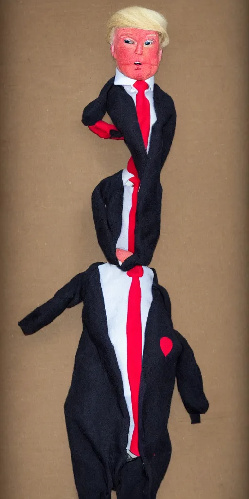 Prompt: donald trump as a puppet made from fleece-C 12.0