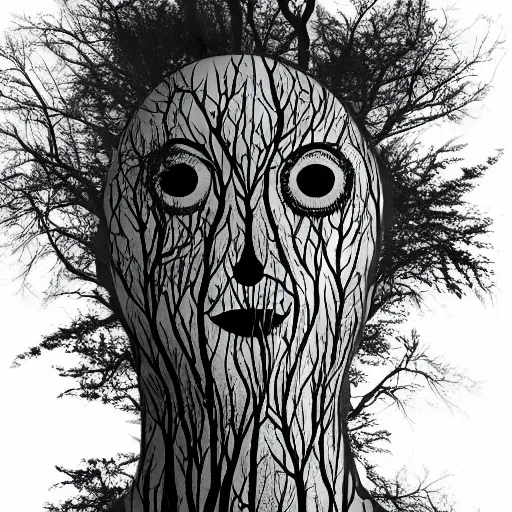 Prompt: the trees have eyes and they're watching me, acid replications, hyperdetailed, cinematic