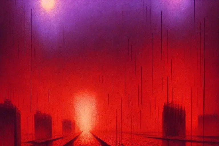 Prompt: multi - dimensional urban space, in the style of beksinski, intricate and epic composition, light red by caravaggio, insanely quality, highly detailed, masterpiece, purple light, artstation, 4 k
